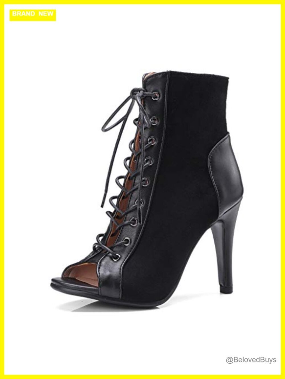 MIOKE Women's Peep Toe Stiletto Heel Sandals Lace Up Dress Shoes